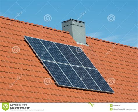 Solar Panels Small House Stock Photo Image 46843390