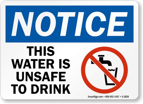 Water Unsafe To Drink Osha Notice Sign Sku S 2828