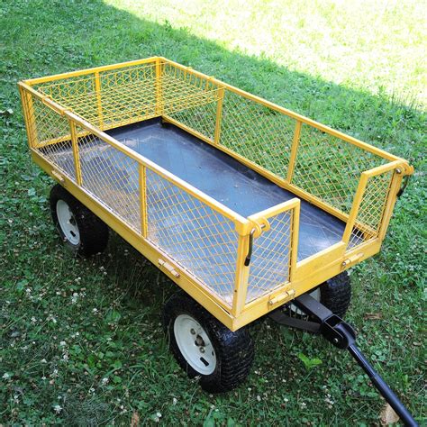 Yellow Metal Mesh Garden Cart Utility Wagon Ebth
