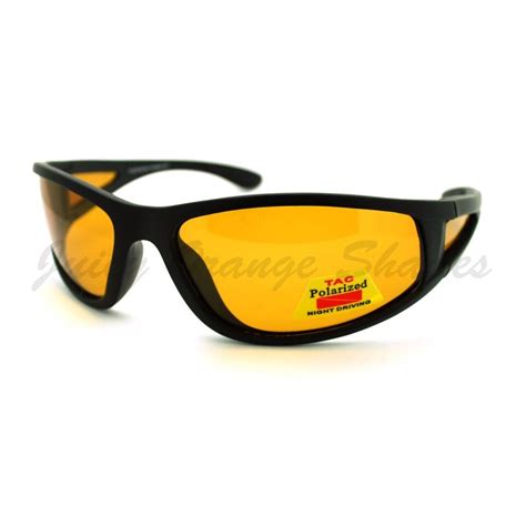 Polarized Lens Mens Wrap Around Sports Sunglasses Amber Lens Uv 400 Ebay