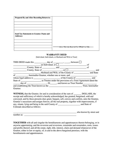 Fill Edit And Print Colorado Warranty Deed From