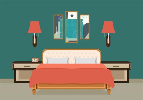 Bed Room Vector Illustration 156462 Vector Art At Vecteezy