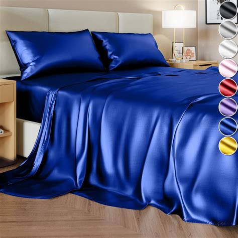 Satin Sheets Full Size Bed 4 Pieces 8 Colors Silky Satin Sheet Set