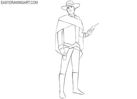How To Draw A Cowboy Easy Drawing Art