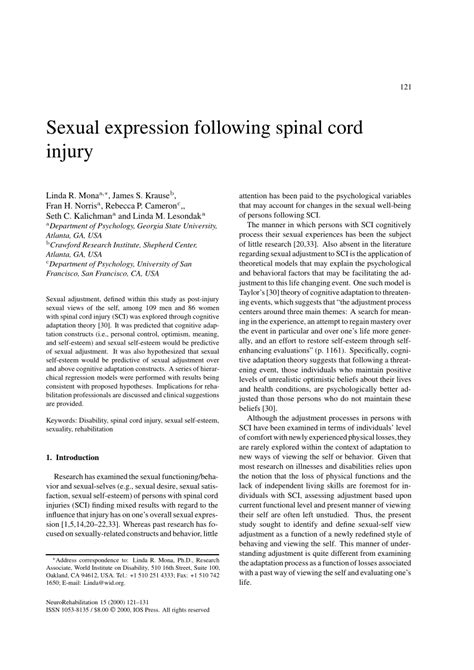 Pdf Sexual Expression Following Spinal Cord Injury