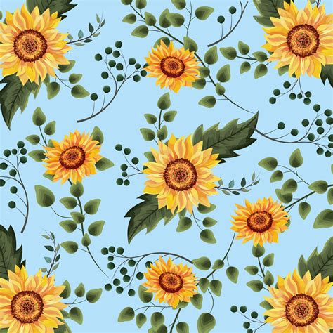 exotic sunflowers plants with branches background 691195 Vector Art at Vecteezy