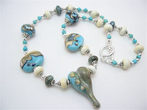 Lampwork Necklace Gemstone Jewelry Beaded Necklace Beaded