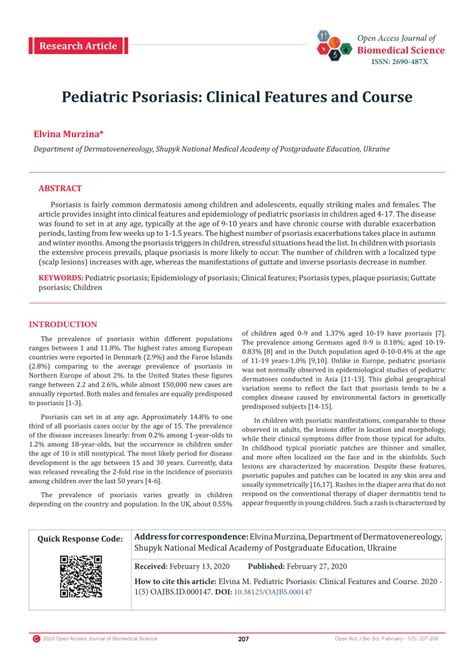 Pdf Pediatric Psoriasis Clinical Features And Course