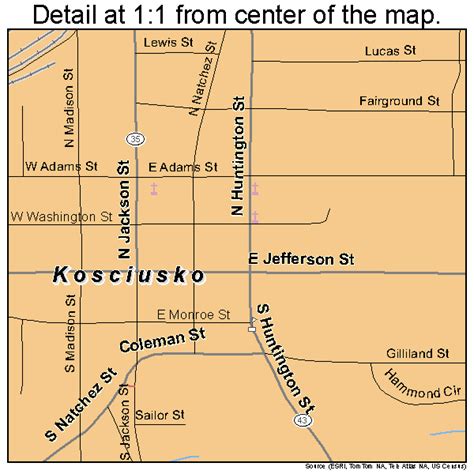 Kosciusko Mississippi Street Map 2838320