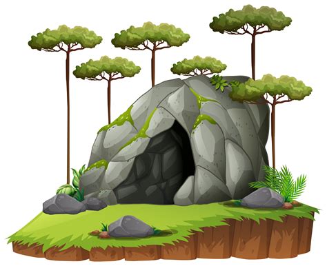Scene Wtih Cave And Trees 445771 Vector Art At Vecteezy