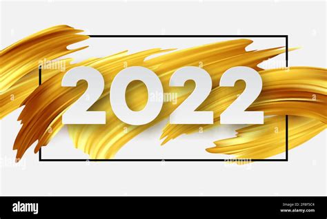 Calendar Header 2022 Number On Abstract Golden Color Paint Brush
