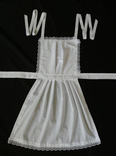 Victorian Full Length Apron With Lace Trim