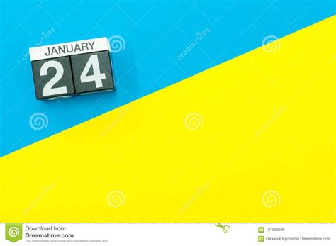 January 24th Day 24 Of January Month Calendar On Blue And Yellow