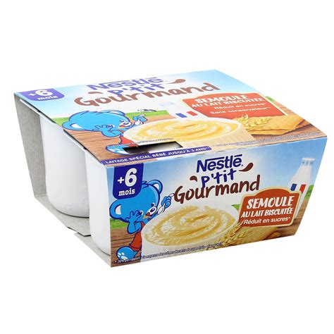 Promotion Nestlé P tit Gourmand Semoule au lait biscuitée dès mois