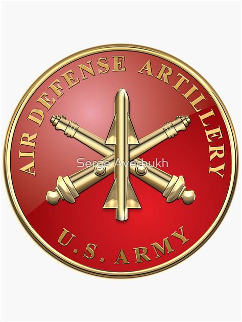 Air Defense Artillery Ada Branch Insignia Over Blue Velvet Sticker
