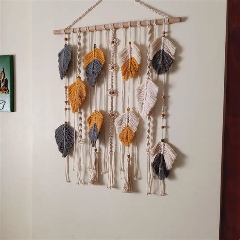 Buy Craftsanddrapes Macrame Wall Hanging Yarn Wall Art Macrame Feather