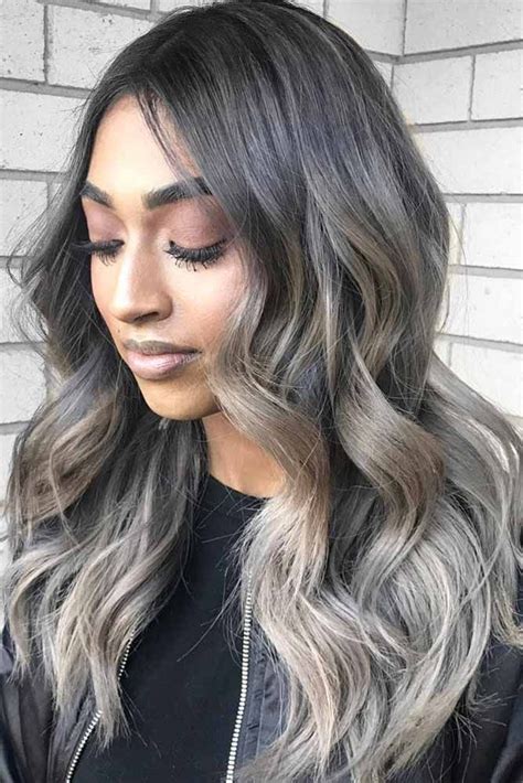 Good hair dyes to cover gray hair include blonde, dark blonde, platinum, ombre, some highlights and low lights. Long Ash Grey Hair #greyombrehair #haircolor #ombrehair ️ ...