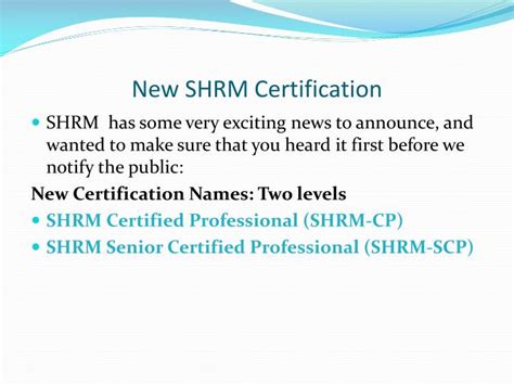 Ppt New Shrm Certification Powerpoint Presentation Free Download
