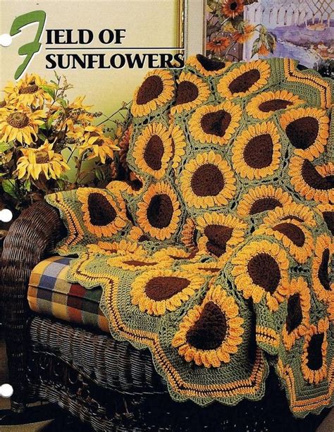 Field Of Sunflowers Annies Attic Crochet Afghan Pattern Instruction