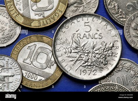 Coins Of France Olive And Oak Branches Depicted In The Old Five French