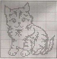 5 x 23,8 cm.wie oft verrutscht man. Cute kitty pattern for filet crochet or maybe double knitting. | Funny cross stitch patterns ...