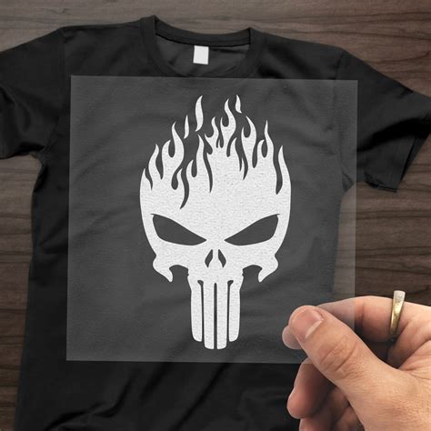 Flame Punisher Skull Decal Sticker And Heat Transfer T For Etsy