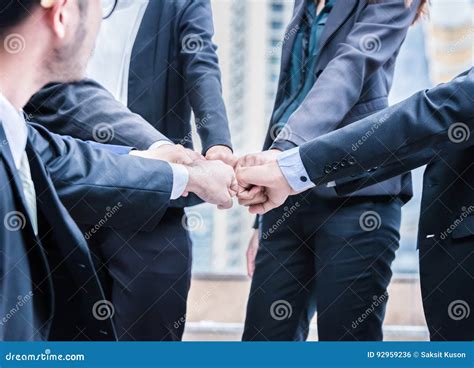 Business People Group Of Hands Making Fist Bump Teamwork Join Hands