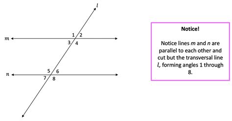Two Parallel Lines Cut By A Transversal Worksheet