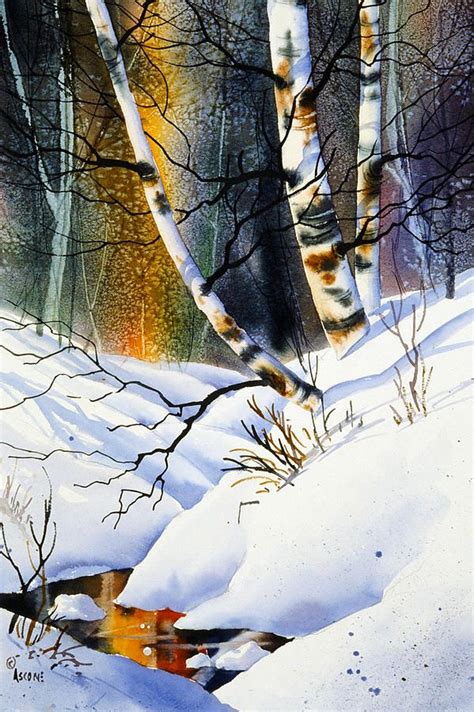 Birch Contours By Teresa Ascone Watercolor Landscape Landscape