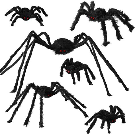 Giant Spider Halloween Decorations 6pc Giant Spiders Halloween