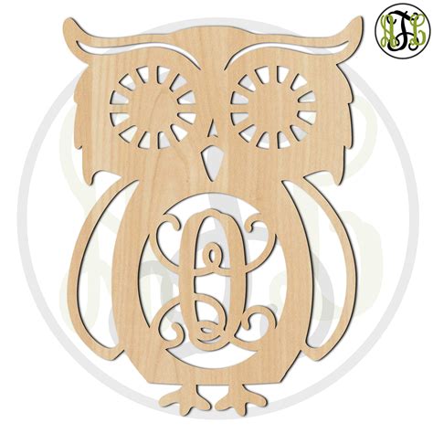 Retro Owl Monogram - 230100M1- Personalized Cutout, Initial, unfinished, wood cutout, wood craft ...
