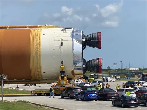 In Photos Nasas Sls Megarocket Core Stage Arrives In Florida For 1st