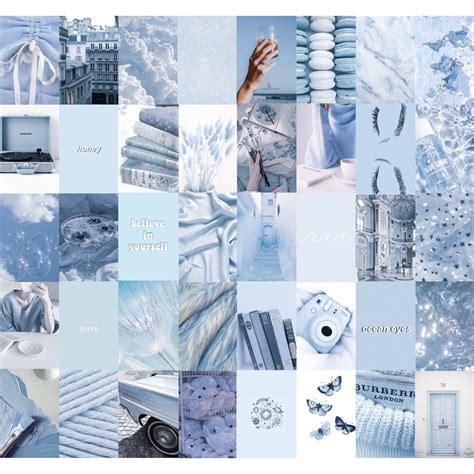 Pale Blue Photo Wall Collage Kit Blue Aesthetic Baby Blue Etsy UK