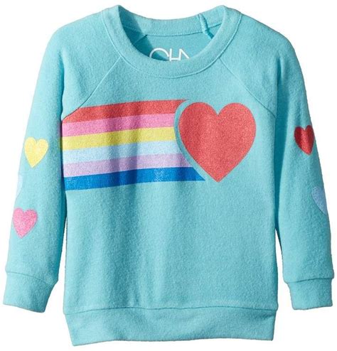 Chaser Kids Love Knit Raglan Rainbow Heart Pullover Girls Clothing