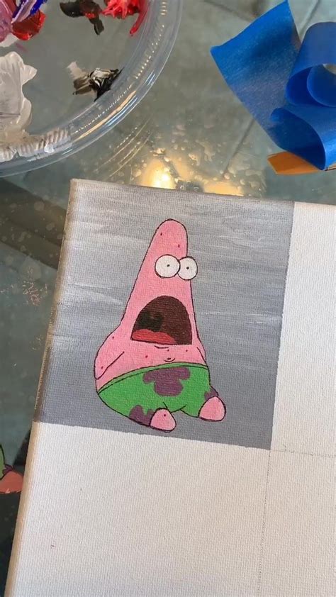 Meme Painting Tik Tok Spongebob Spongebob Painting Mini Canvas Art