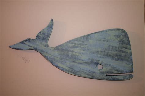 Wood Whale Nautical Cutout Distressed Paint Etsy