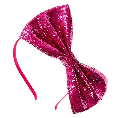 Pink Sequin Bow Headband Claires Us