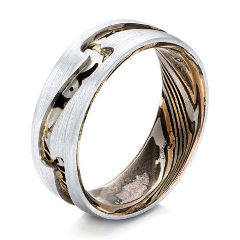 Platinum gold rings are the perfect choice for newly engaged couples in the market for traditional, timeless rings. Custom Men's Platinum and Mokume Wedding Band #102032 ...