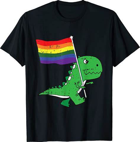 T Rex Gay Pride Flag Funny Dino Saur LGBTQ Proud Ally T Shirt Amazon