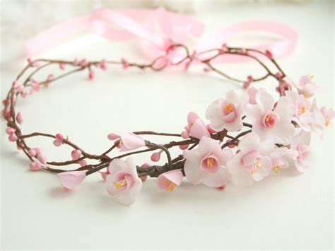cherry blossom crown bridal flower crown wedding flower crown pink bridal crown bridal