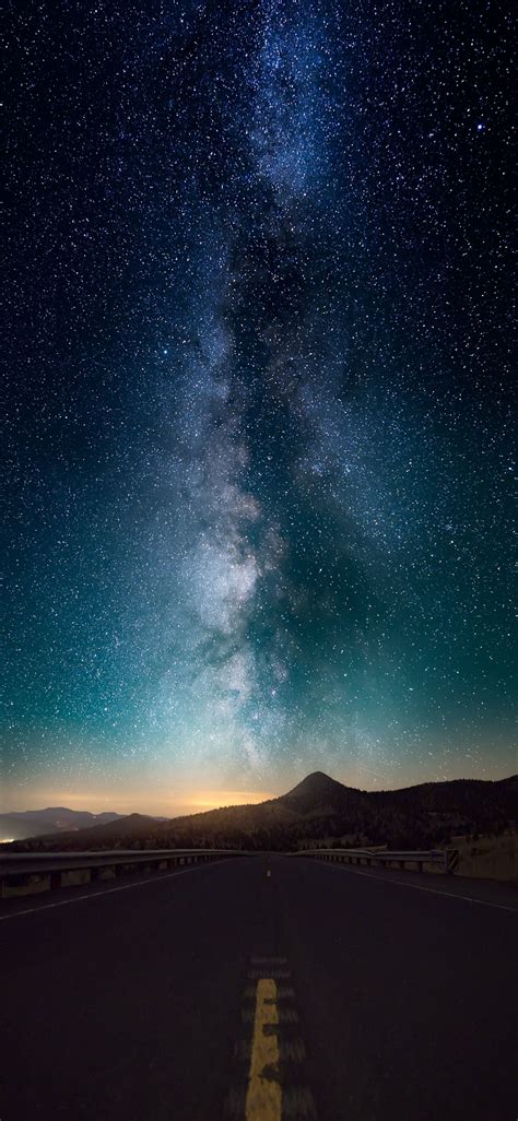 Starry Sky Night Road Milky Way Wallpaper Night Sky Phone
