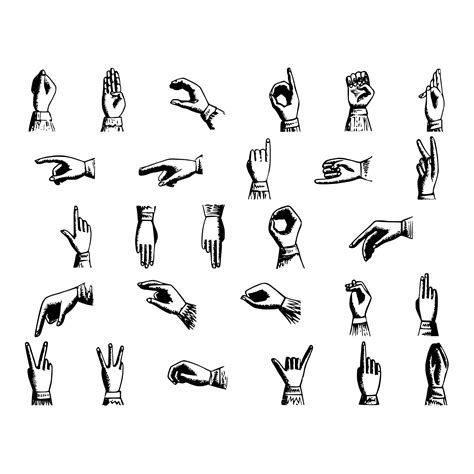 Vector Clipart Victorian Sign Language Alphabet Deaf Manual Alphabet Vintage Fingerspelling