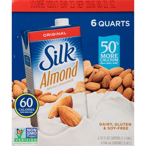 Silk Aseptic Original Pure Almond Milk 1 Qt 6 Count Rocketdsd