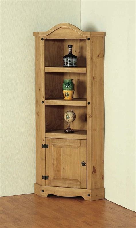 Corner Display Cabinet Pine Traditional Hallway Shelves Door Living