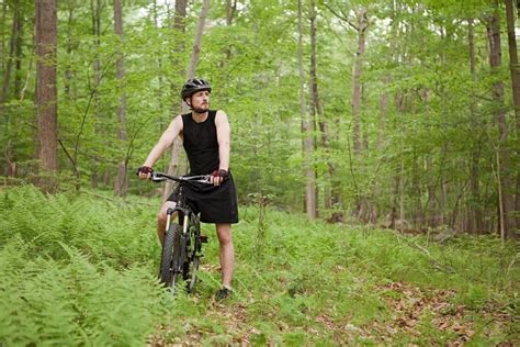 Male Cyclist In Forest Stock Photo Dissolve