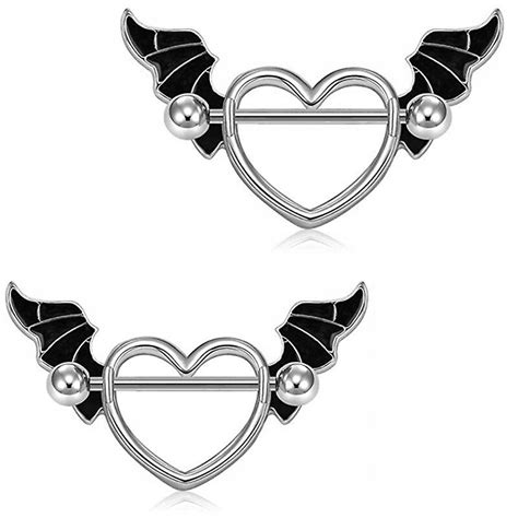 Stainless Steel Heart Nipple Piercing Set 14g 12714067707 Allegropl