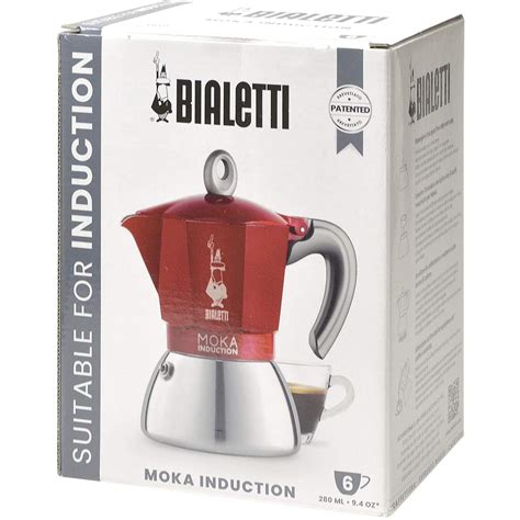 Bialetti Moka Induction 6 Cup Stovetop Espresso Coffee Maker Red