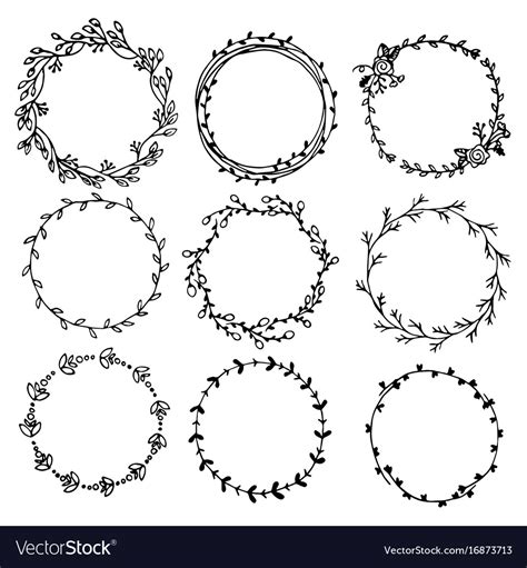 Collection Of Hand Drawn Laurel Wreaths Isolated Vector Image