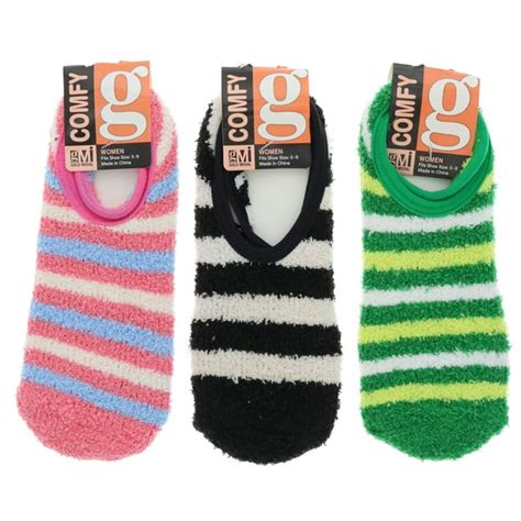 Gmi Comfy Womens Fuzzy Ankle Slipper Socks With Grippers 3pr Lime