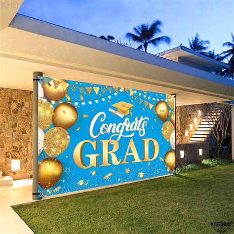 Buy Big Congrats Grad Banner Blue 72x44 Inch Graduation Backdrop